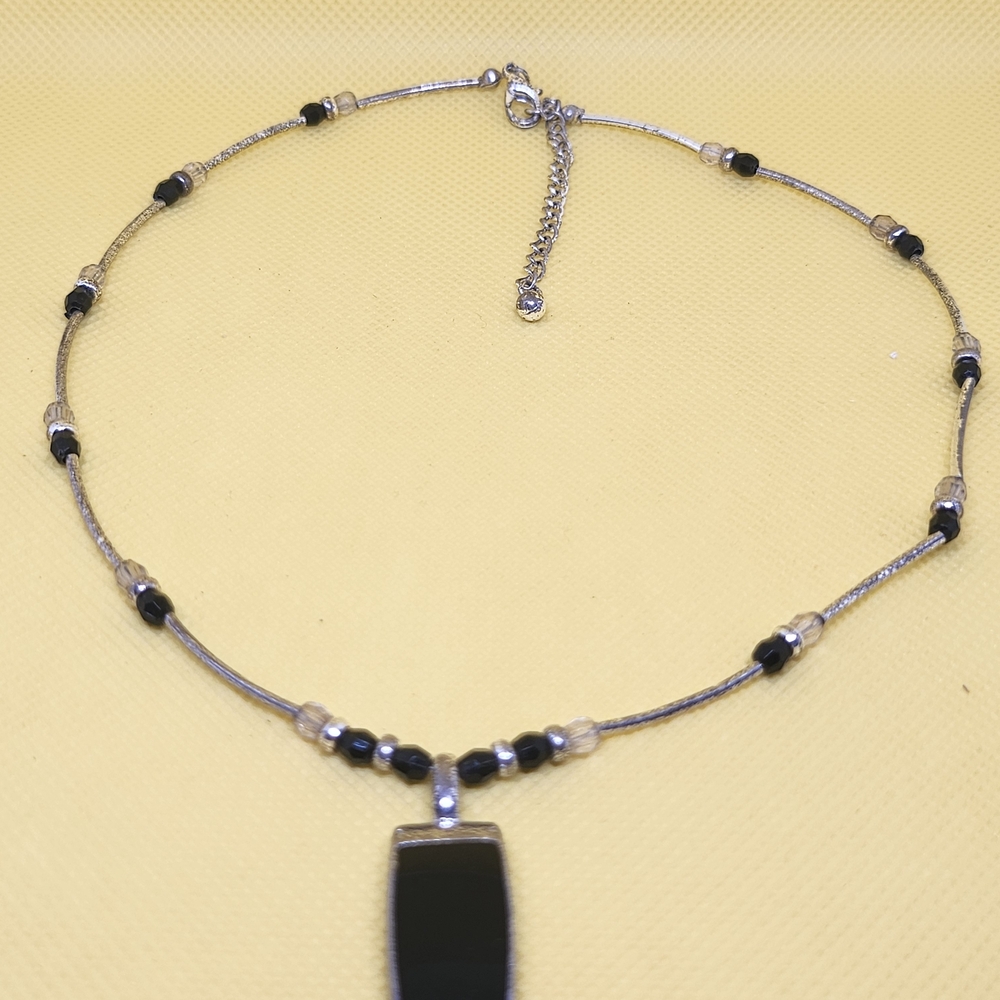 Kenneth Cole Black and Silver Pendant Necklace